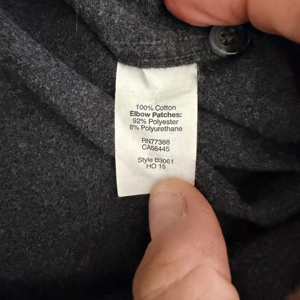J.Crew Flannel Button‎ Down Shirt Mens M Charcoal Grey Elbow Patches Cotton